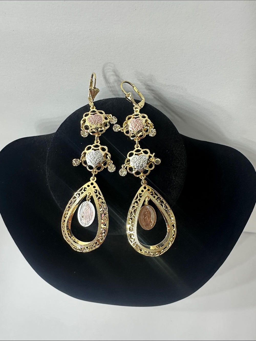 Gold-Plated Virgin Mary Earrings